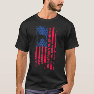 German Shepherd Dog Patriotic American Flag 4th Of T-Shirt