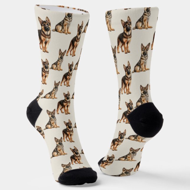 German Shepherd Dog Pattern Socks (Angled)
