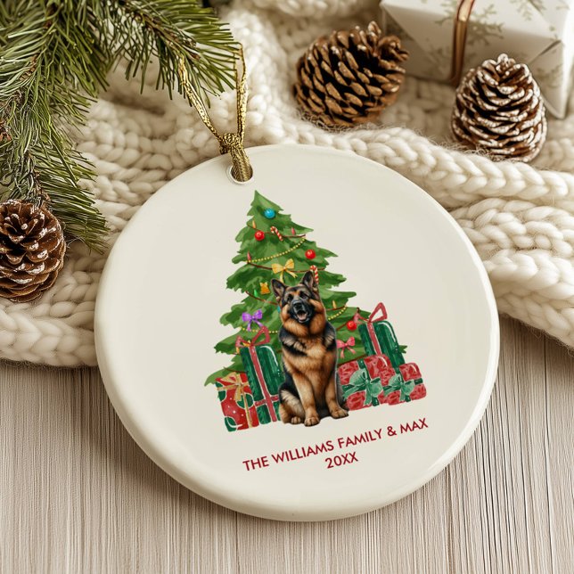 German Shepherd Dog Personalised Christmas Ceramic Tree Decoration (Creator Uploaded)