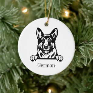 German Shepherd dog Personalised Pet Ornament, Cu Ceramic Tree Decoration