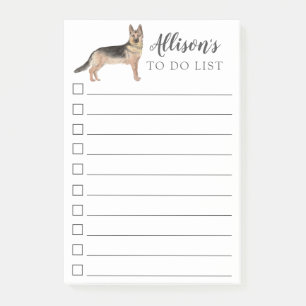 German Shepherd Dog Personalised To Do List Post-it Notes
