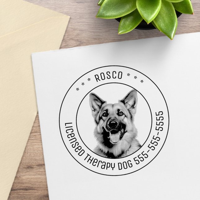 German Shepherd Dog Pet Photo Round Rubber Stamp (Creator Uploaded)