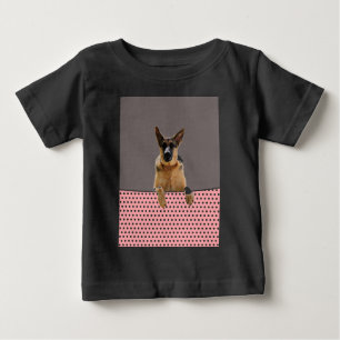 German Shepherd Dog Pink Polka Dots Baby T-Shirt