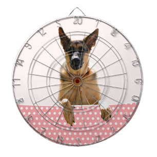 German Shepherd Dog Pink Polka Dots Dartboard