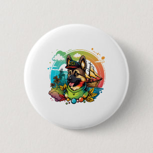 German Shepherd Dog Pirate  6 Cm Round Badge