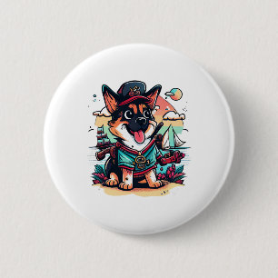 German Shepherd Dog Pirate 6 Cm Round Badge