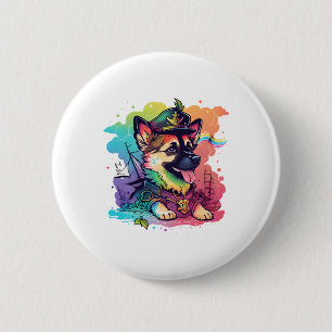 German Shepherd Dog Pirate 6 Cm Round Badge