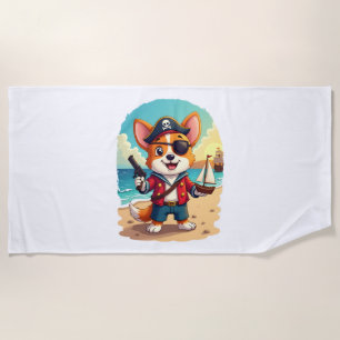 German Shepherd Dog Pirate Beach Towel