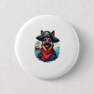 German Shepherd Dog Pirate Copy 6 Cm Round Badge
