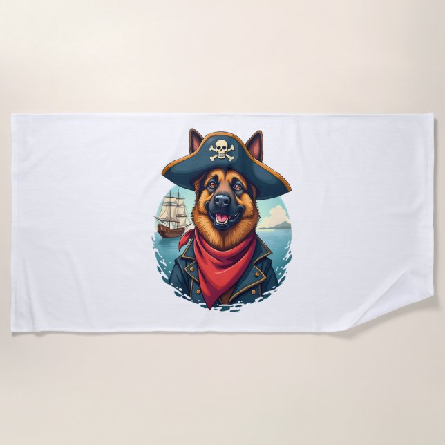 German Shepherd Dog Pirate Copy Beach Towel (Front)
