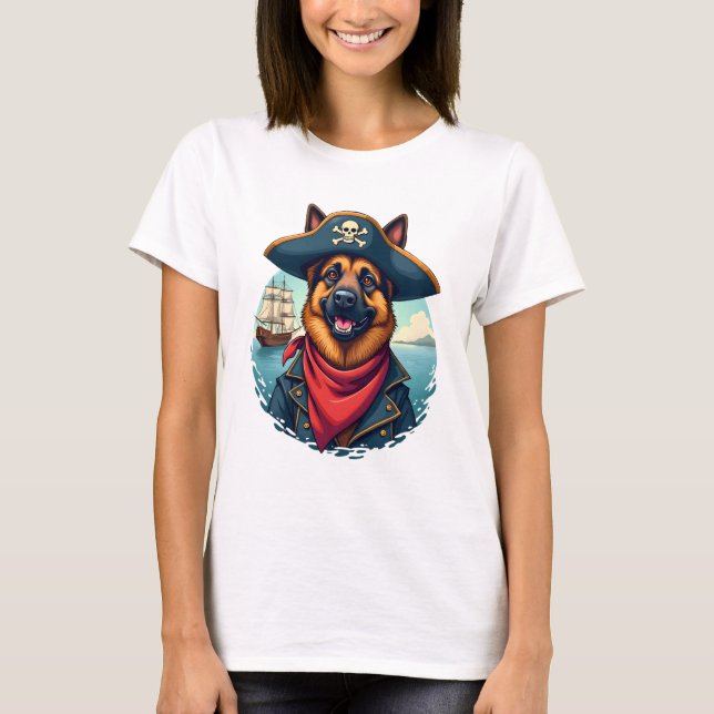 German Shepherd Dog Pirate Copy T-Shirt (Front)