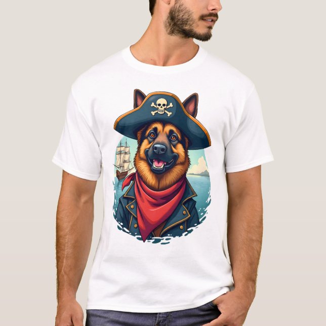 German Shepherd Dog Pirate Copy T-Shirt (Front)