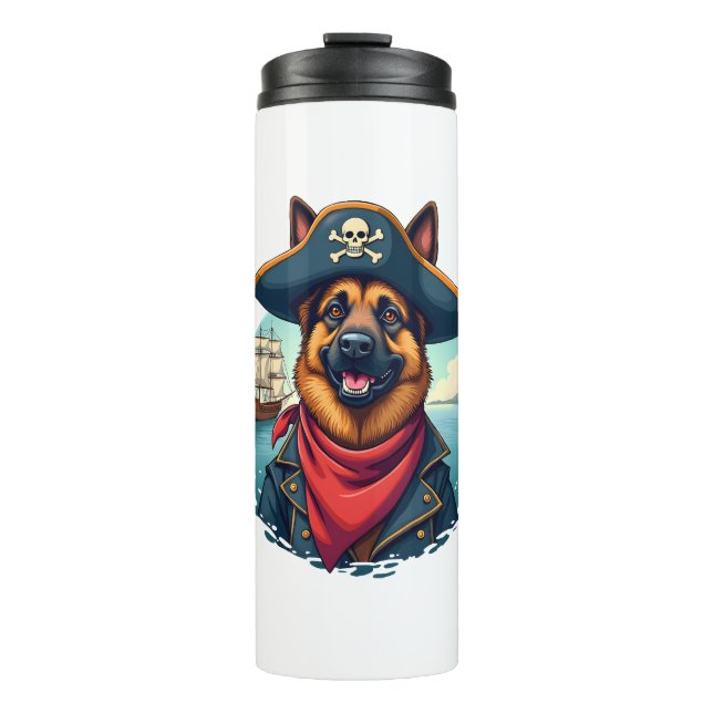German Shepherd Dog Pirate Copy Thermal Tumbler (Front)
