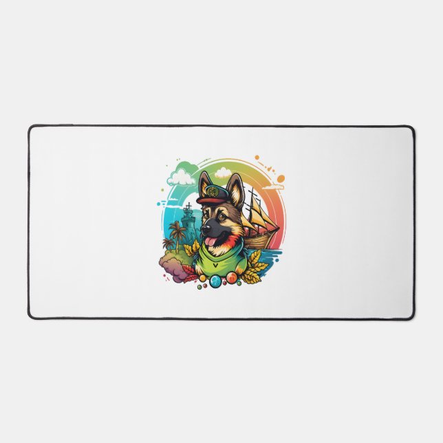 German Shepherd Dog Pirate  Desk Mat (Front)