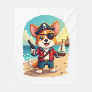 German Shepherd Dog Pirate Fleece Blanket