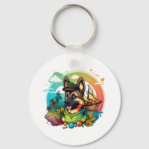 German Shepherd Dog Pirate Key Ring