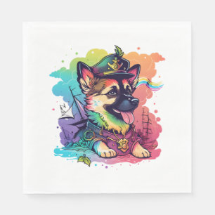 German Shepherd Dog Pirate   Napkin