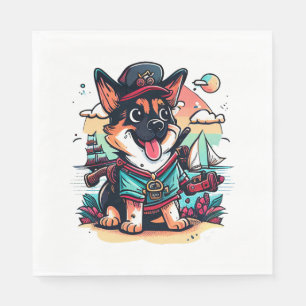 German Shepherd Dog Pirate Napkin