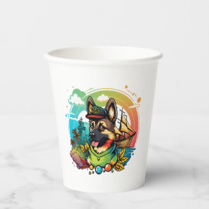 German Shepherd Dog Pirate Paper Cups