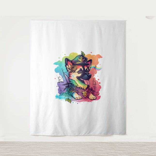German Shepherd Dog Pirate   Tapestry (Front)