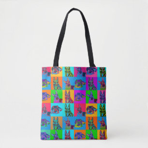 German Shepherd Dog - Pop Art Grid Tote Bag