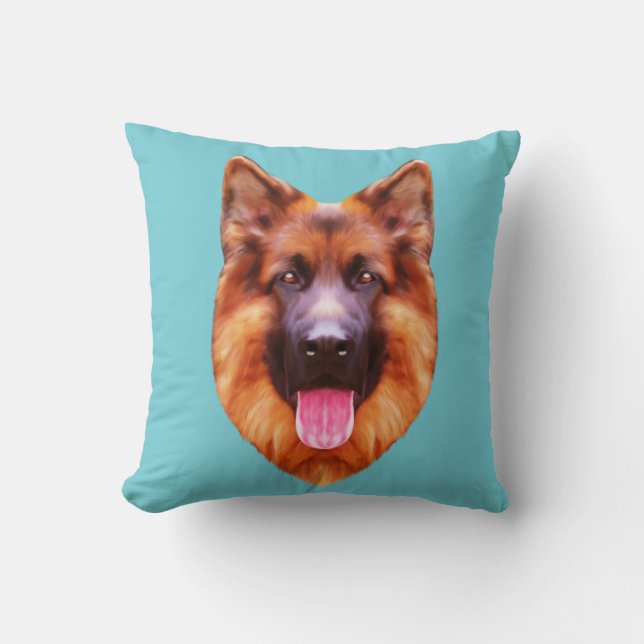 German Shepherd Dog Portrait Cushion (Front)