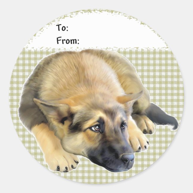 German Shepherd Dog Puppy Gift Tags (Front)