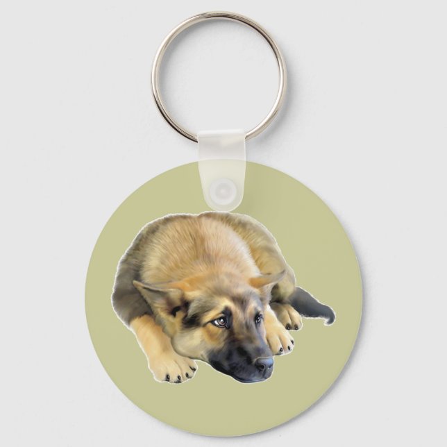 German Shepherd Dog Puppy Key Ring (Front)