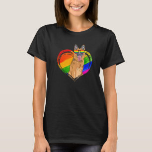 German Shepherd Dog Rainbow Heart Pet  Gay Pride L T-Shirt