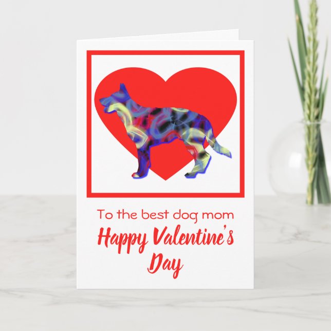 German Shepherd Dog Red Valentine’s Day Greeting Thank You Card (Front)