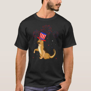 German Shepherd Dog Red White Blue Fireworks 4th O T-Shirt