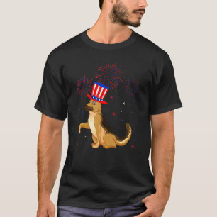 German Shepherd Dog Red White Blue Fireworks 4th O T-Shirt