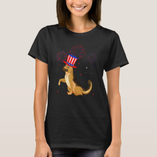 German Shepherd Dog Red White Blue Fireworks 4th O T-Shirt