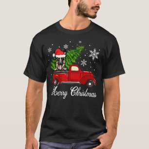 German Shepherd Dog Riding Red Truck Christmas Dec T-Shirt
