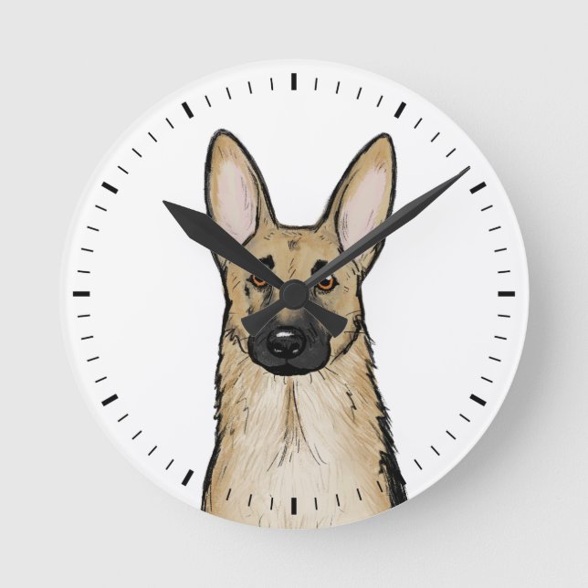 German Shepherd Dog Round Clock (Front)