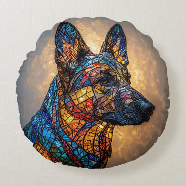 German Shepherd Dog Round Cushion (Front)