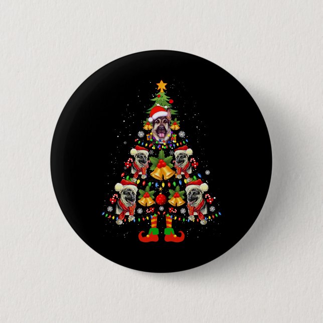 German Shepherd Dog Santa Hat Christmas Tree Xmas  6 Cm Round Badge (Front)