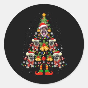 German Shepherd Dog Santa Hat Christmas Tree Xmas  Classic Round Sticker