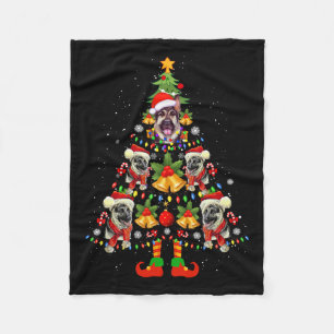 German Shepherd Dog Santa Hat Christmas Tree Xmas Fleece Blanket