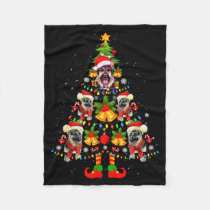 German Shepherd Dog Santa Hat Christmas Tree Xmas  Fleece Blanket