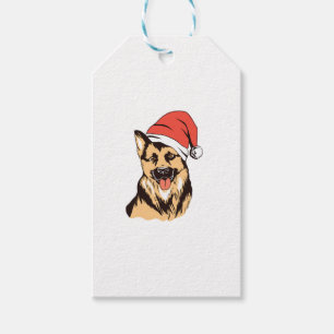 German Shepherd Dog Santa Hat - Funny Christmas  Gift Tags