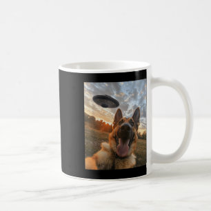 German Shepherd Dog Selfie With Ufos Aliens Funny Coffee Mug