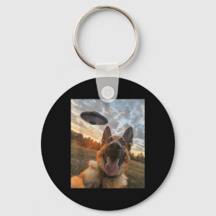 German Shepherd Dog Selfie With Ufos Aliens Funny Key Ring