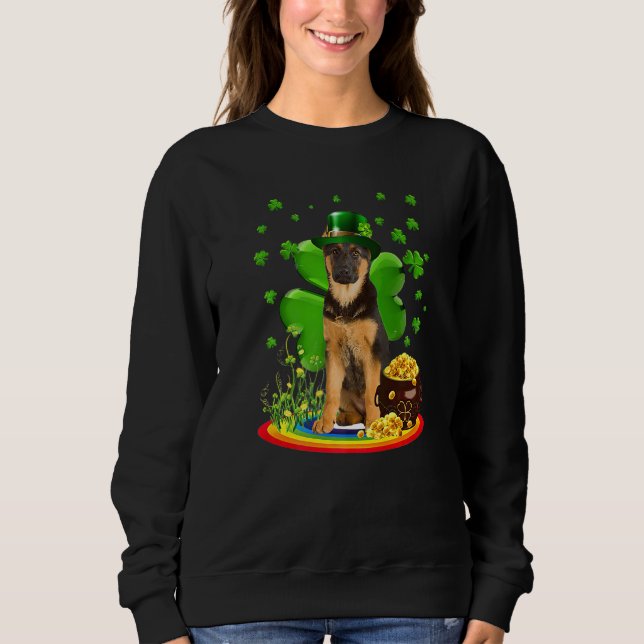 German Shepherd Dog Shamrock St Patricks Day Dog I Sweatshirt (Front)