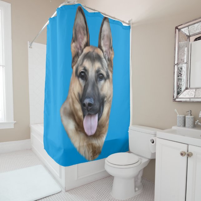 German Shepherd Dog Shower Curtain (In Situ)
