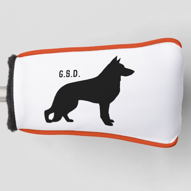 German Shepherd Dog Silhouette Custom Initials Golf Head Cover (Front)