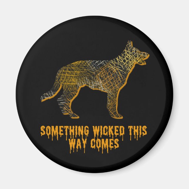 German Shepherd Dog Silhouette Fun Halloween Magnet (Front)
