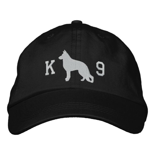 German Shepherd Dog Silhouette K9 GSD Canine Embroidered Hat (Front)