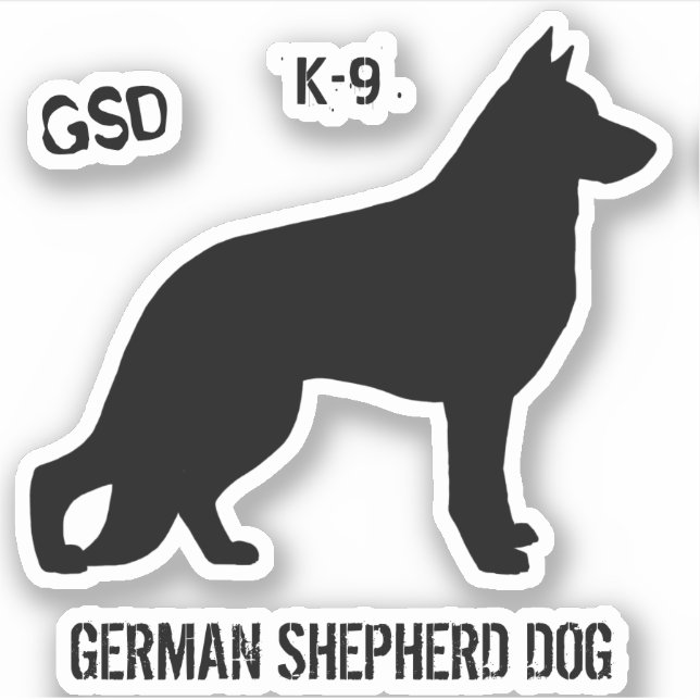 German Shepherd Dog Silhouette K9 Vinyl Sticker (Front)