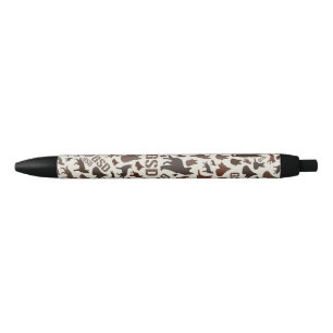 German Shepherd Dog Silhouette Pattern Black Ink Pen